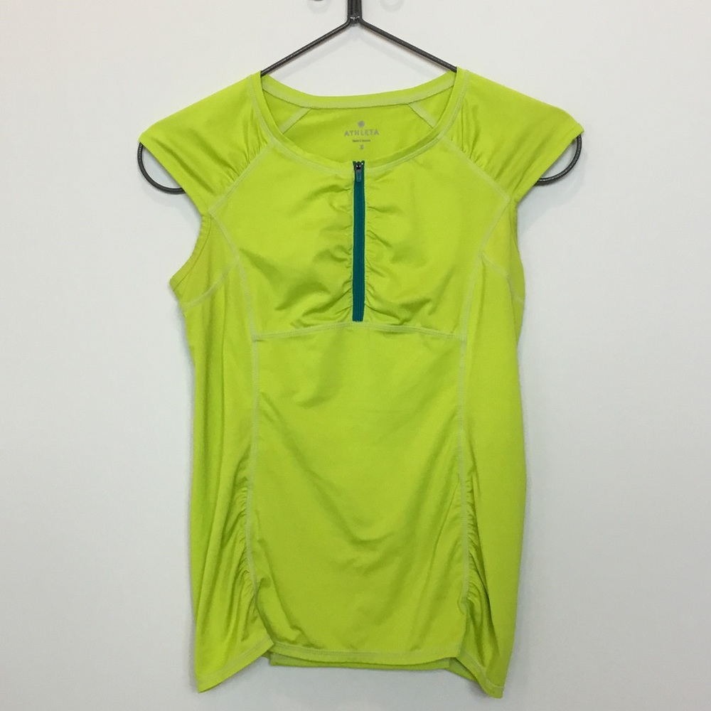 Athleta Women's Bright Green Zip Tank Top size small